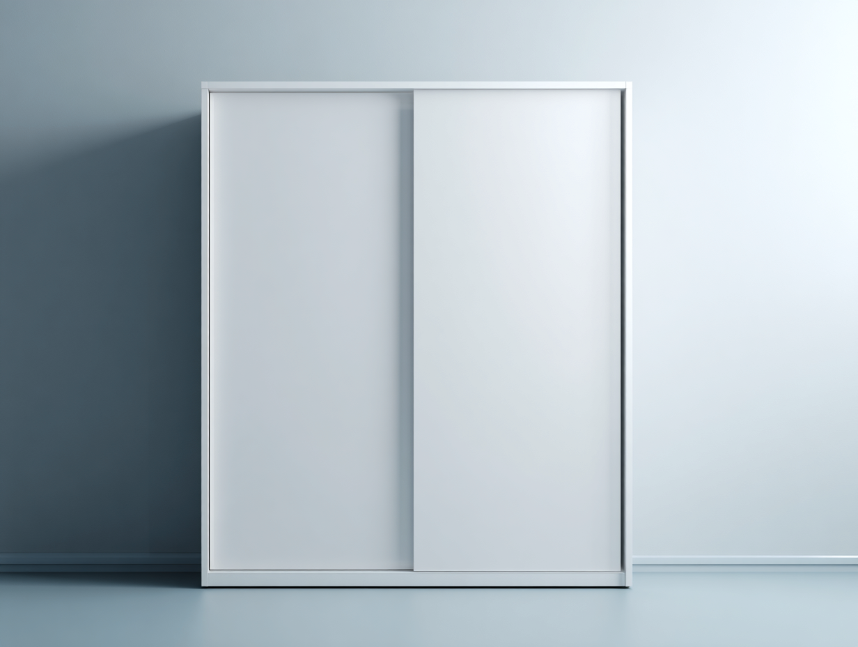 Armoire en bois MDF 150x55x180 cm - blanc - portes coulissantes pour chambre-Hanaycasa