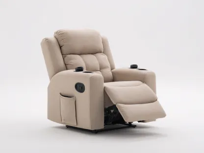 Fauteuil relax en tissu 95x90x105 cm - beige - repose-pieds inclinable pour salon-Hanaycasa