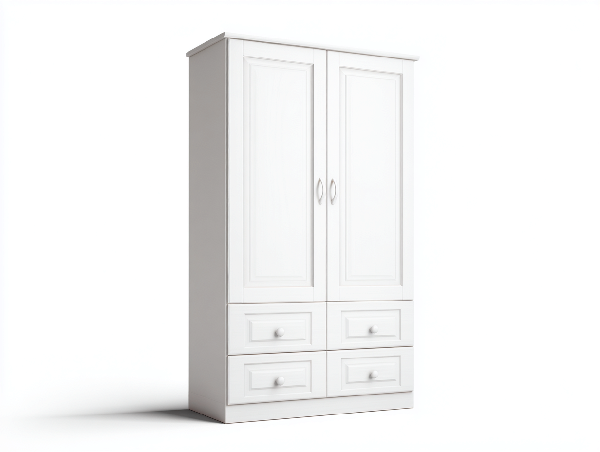 Armoire en bois MDF 120x50x185 cm - blanc - style classique pour chambre-Hanaycasa
