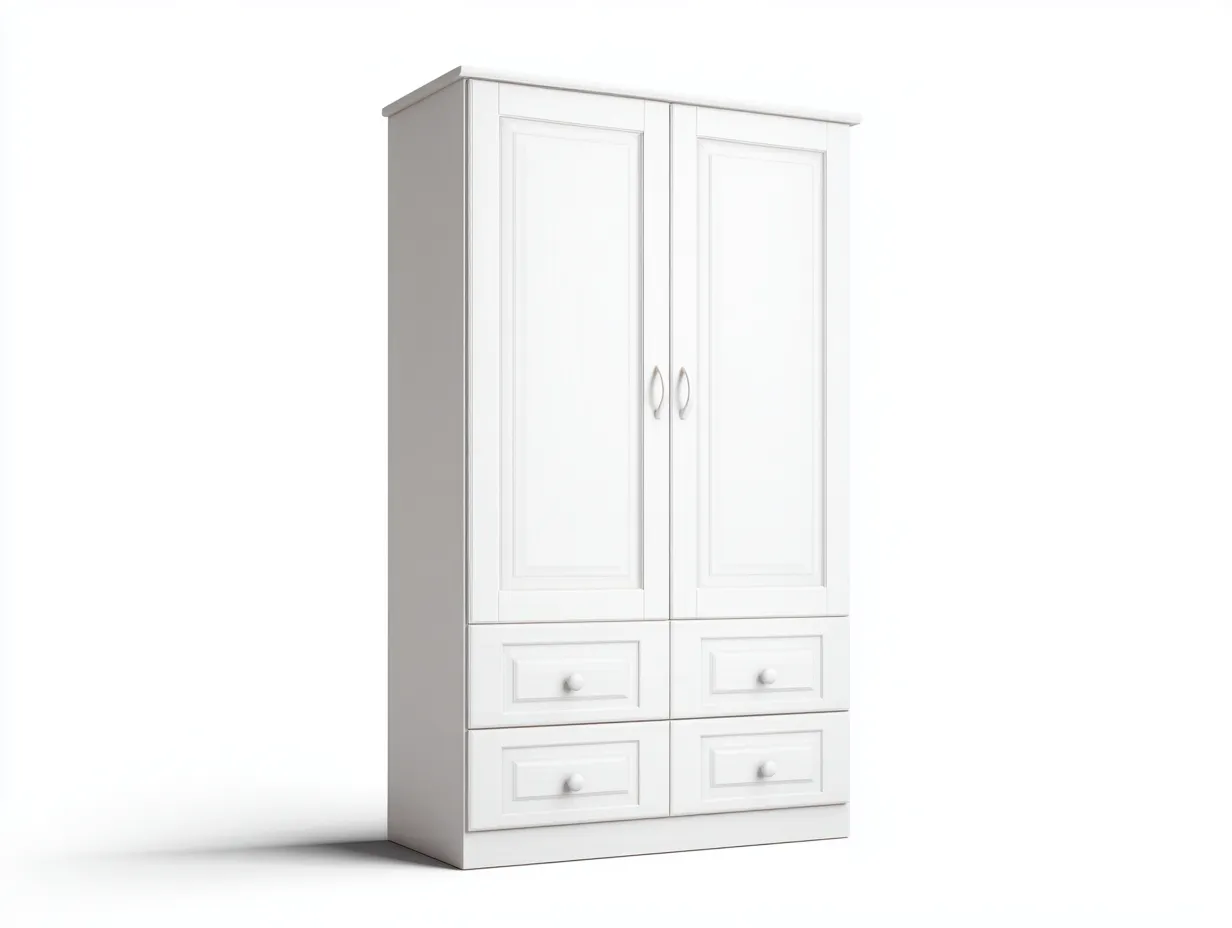 Armoire en bois MDF 120x50x185 cm - blanc - style classique pour chambre-Hanaycasa