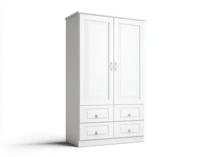 Armoire en bois MDF 120x50x185 cm - blanc - style classique pour chambre-Hanaycasa
