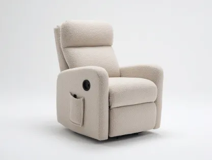 Fauteuil relax en tissu bouclé 88x86x104 cm - beige - dossier haut pour salon-Hanaycasa