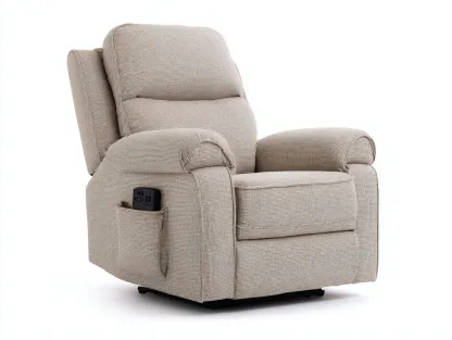 Fauteuil relax tissu texturé 92x100x106 cm - beige - fonction inclinable avec repose-pieds pour salon-Hanaycasa
