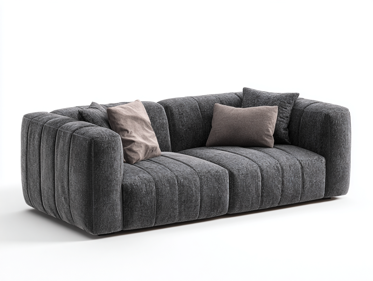 Canapé 2 places en tissu côtelé 200x95x75 cm - gris foncé - design moderne pour salon-Hanaycasa