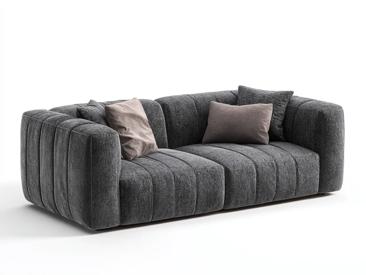 Canapé 2 places en tissu côtelé 200x95x75 cm - gris foncé - design moderne pour salon-Hanaycasa