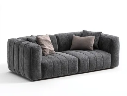 Canapé 2 places en tissu côtelé 200x95x75 cm - gris foncé - design moderne pour salon-Hanaycasa