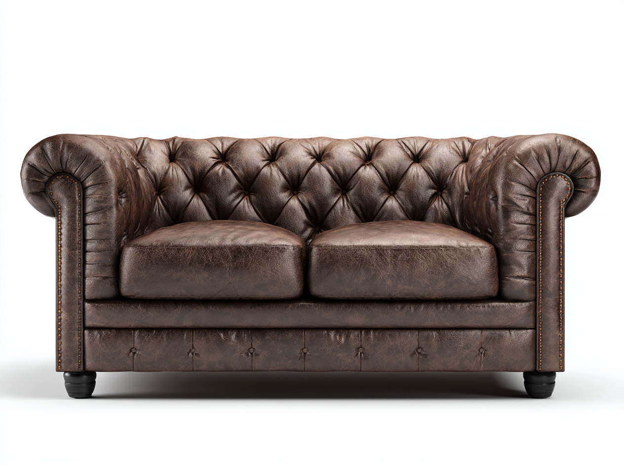 Canapé 2 places en cuir synthétique 170x88x78 cm - marron - style Chesterfield pour salon-Hanaycasa