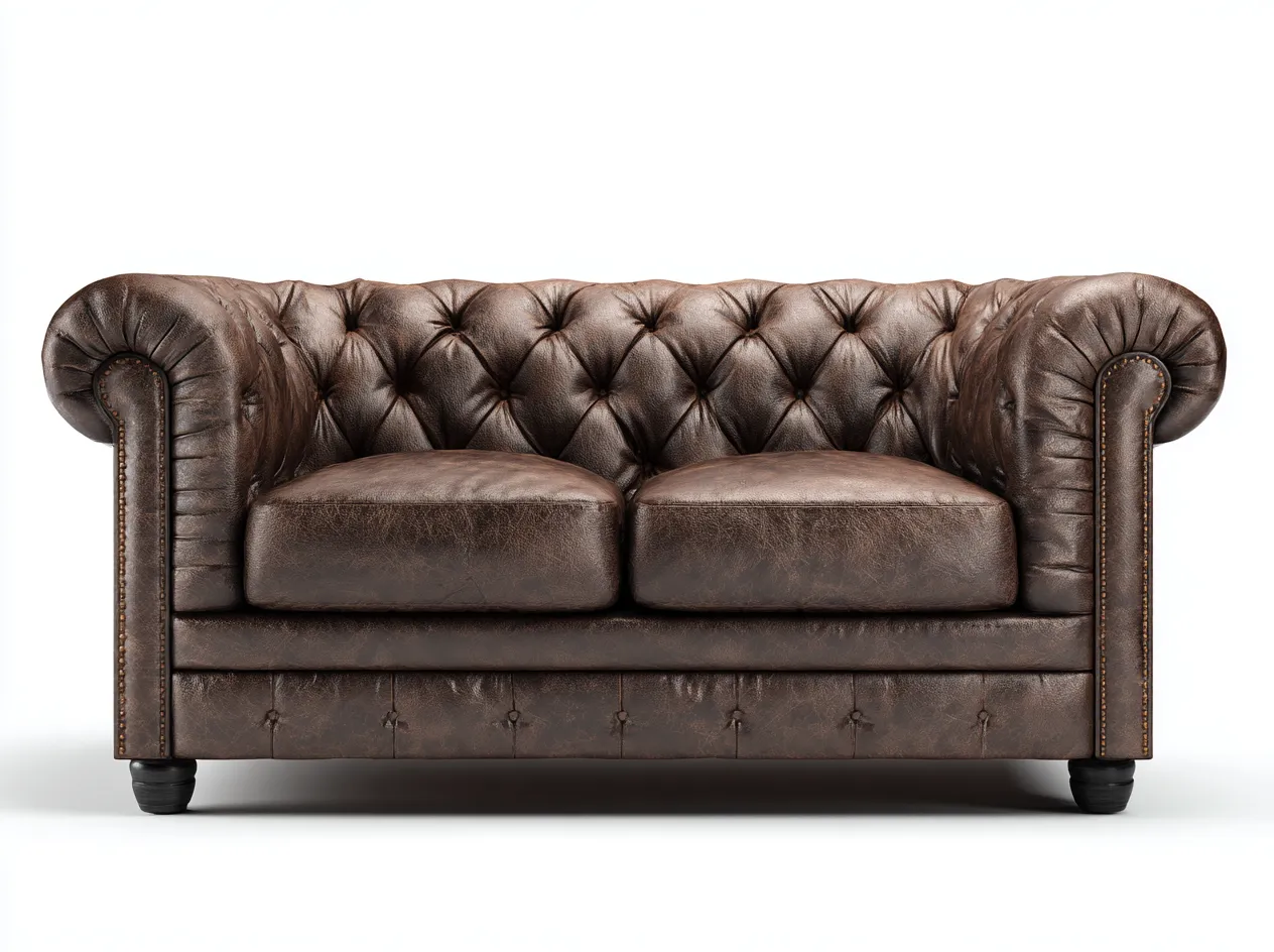 Canapé 2 places en cuir synthétique 170x88x78 cm - marron - style Chesterfield pour salon-Hanaycasa