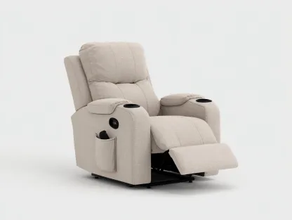 Fauteuil relax tissu 85x95x105 cm - beige - fonction inclinable avec repose-pieds pour salon-Hanaycasa