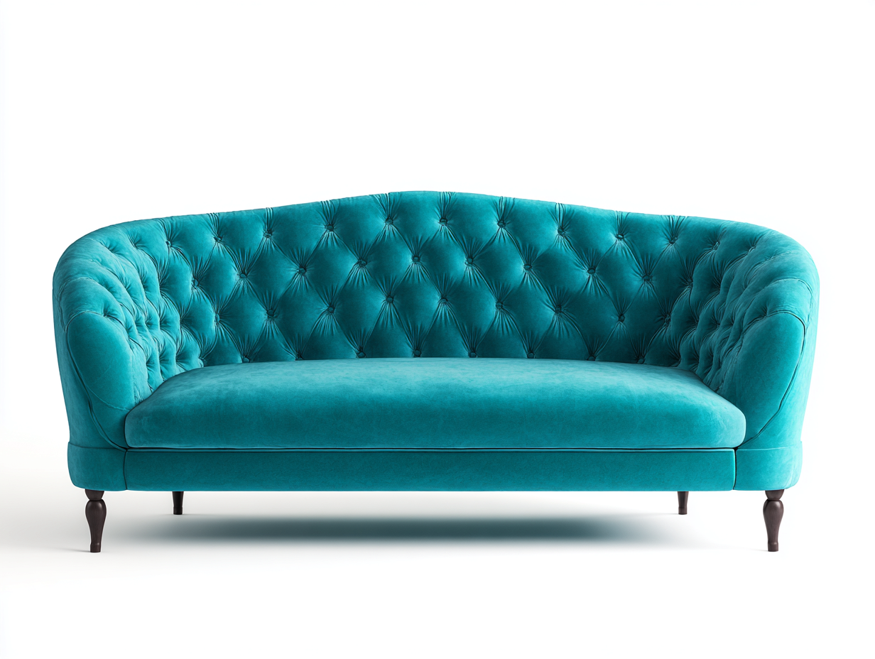 Canapé 2 places en velours 190x82x82 cm - turquoise - style capitonné pour salon-Hanaycasa