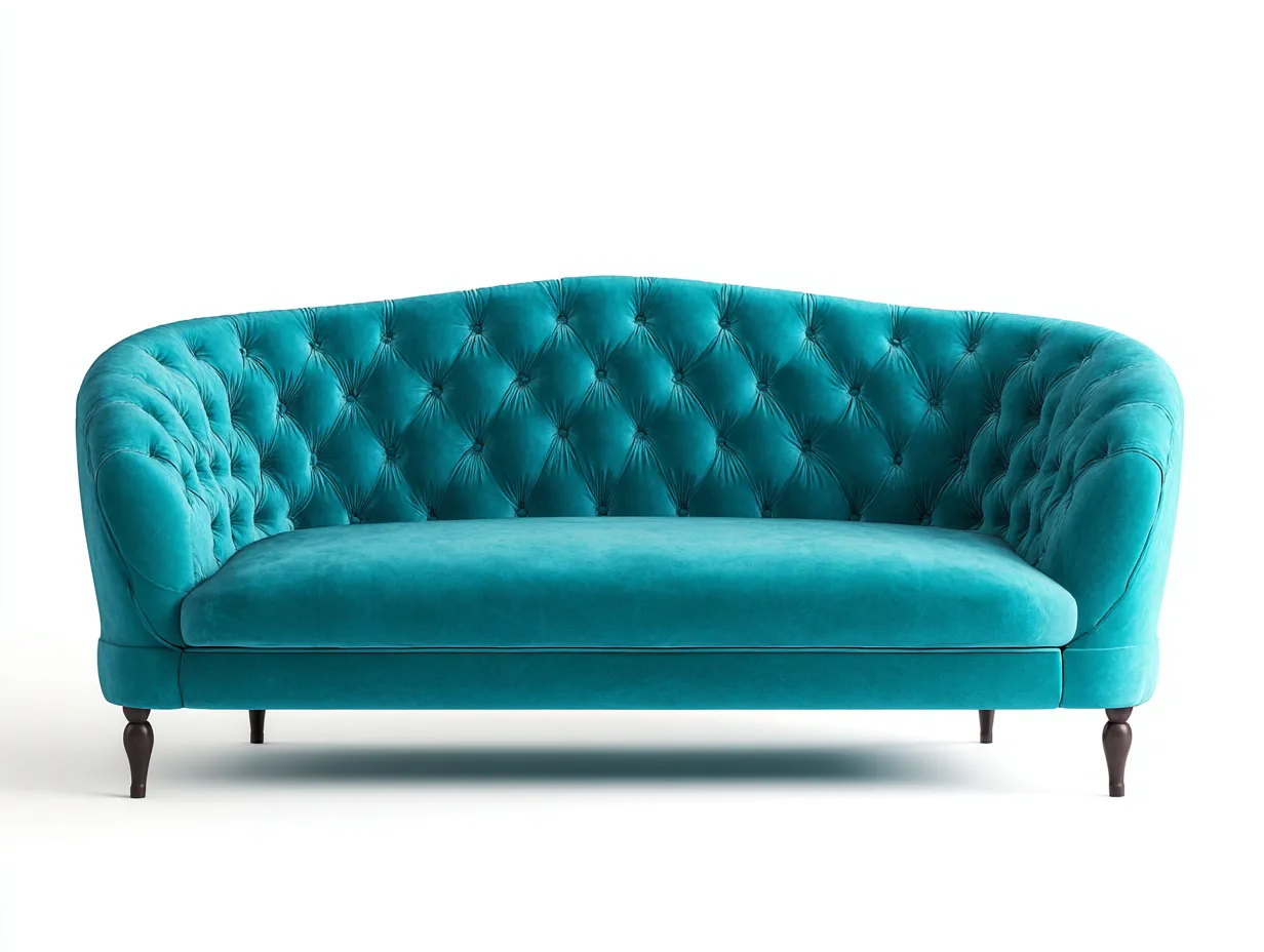 Canapé 2 places en velours 190x82x82 cm - turquoise - style capitonné pour salon-Hanaycasa