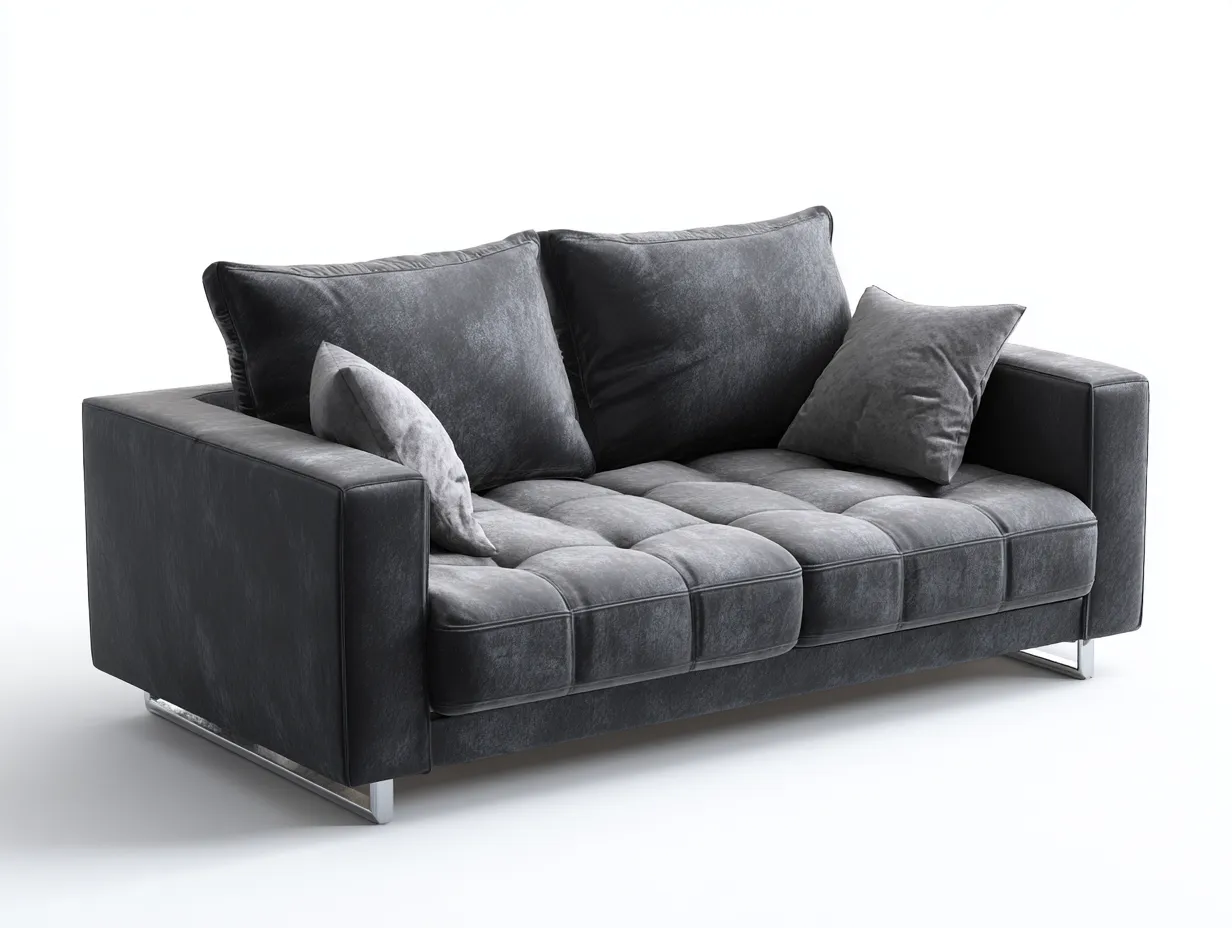 Canapé 2 places en tissu 185x88x85 cm - gris foncé - design moderne pour salon-Hanaycasa