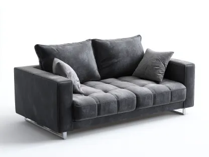 Canapé 2 places en tissu 185x88x85 cm - gris foncé - design moderne pour salon-Hanaycasa