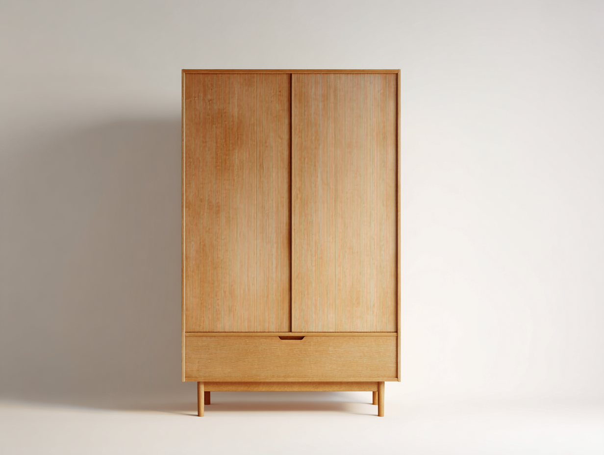 Armoire en bois 100x45x160 cm - naturel - design moderne pour chambre-Hanaycasa
