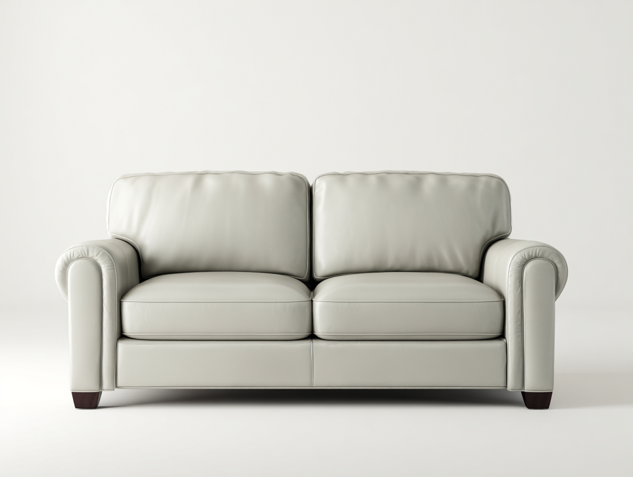 Canapé 2 places cuir synthétique 175x90x85 cm - gris clair - style contemporain pour salon-Hanaycasa
