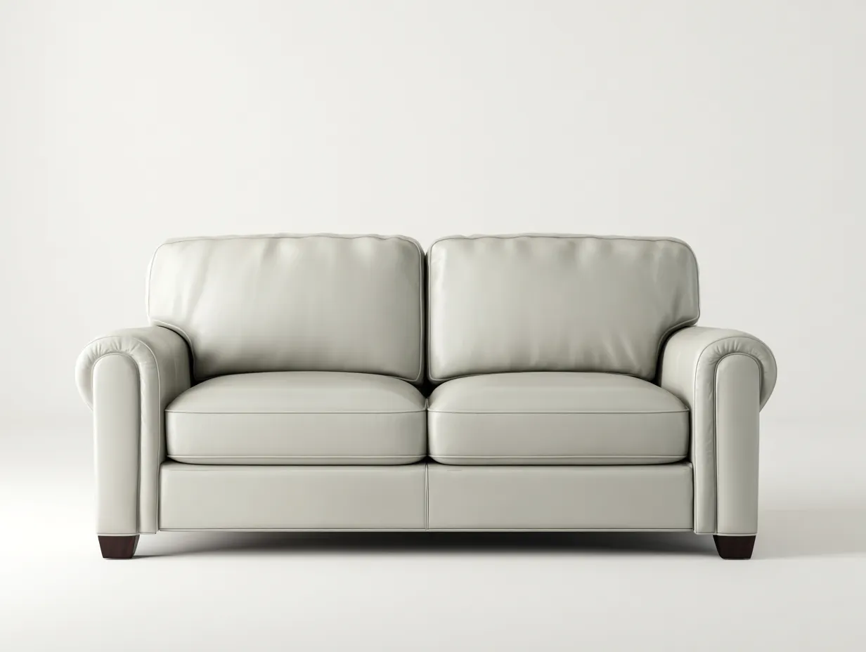 Canapé 2 places cuir synthétique 175x90x85 cm - gris clair - style contemporain pour salon-Hanaycasa