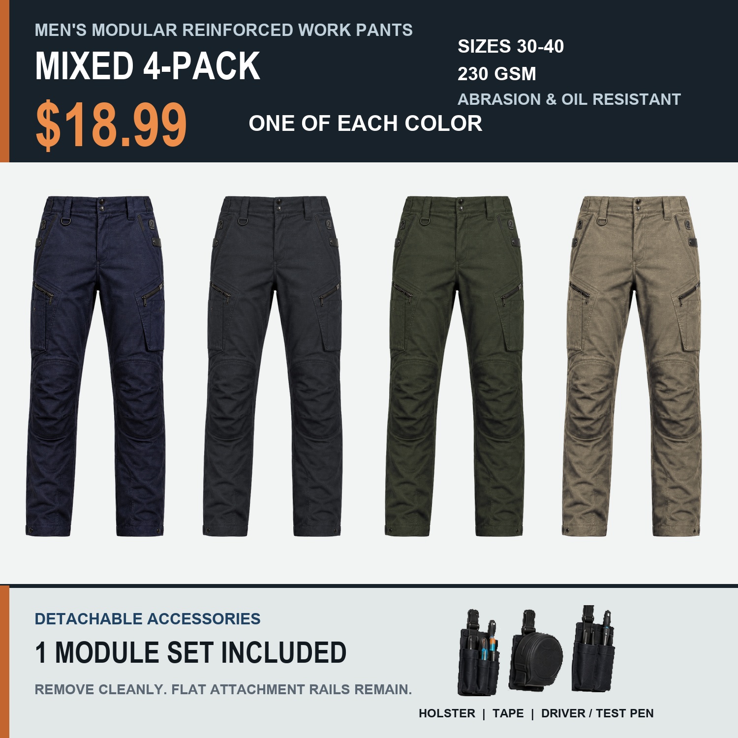 Mixed 4-Pack with one pair in each color and one detachable module set