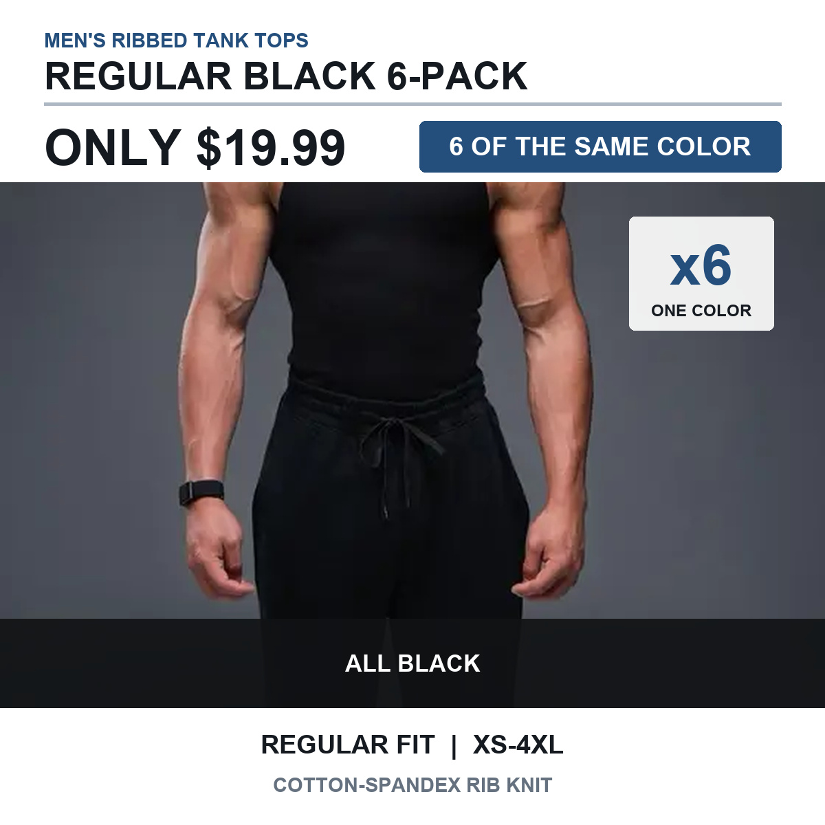 Regular all Black 6-pack