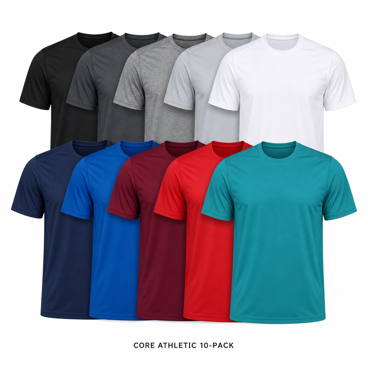 Core Athletic 10-pack men's dry-fit crew neck T-shirts
