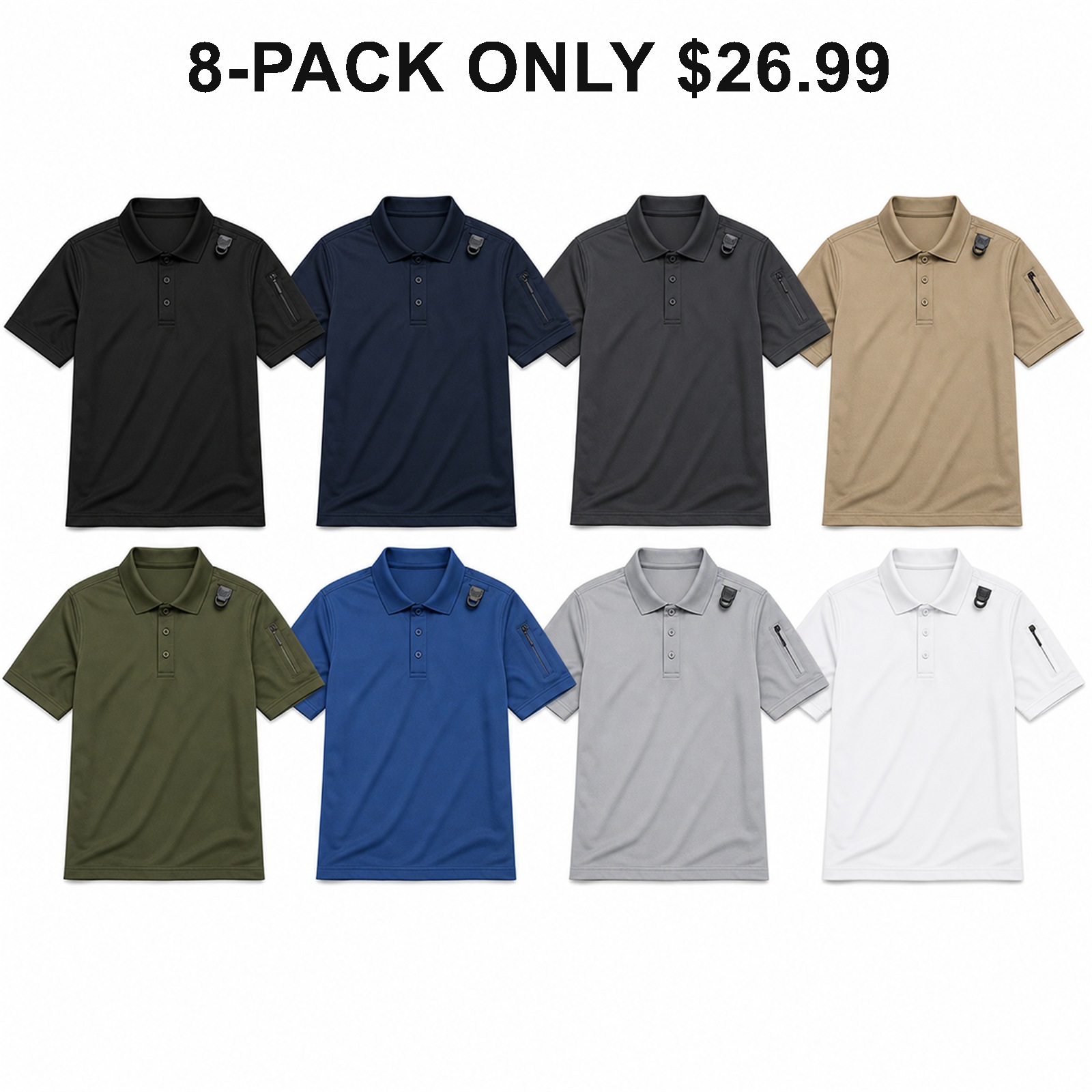 Short Sleeve Tactical Core 8-pack performance polo shirts