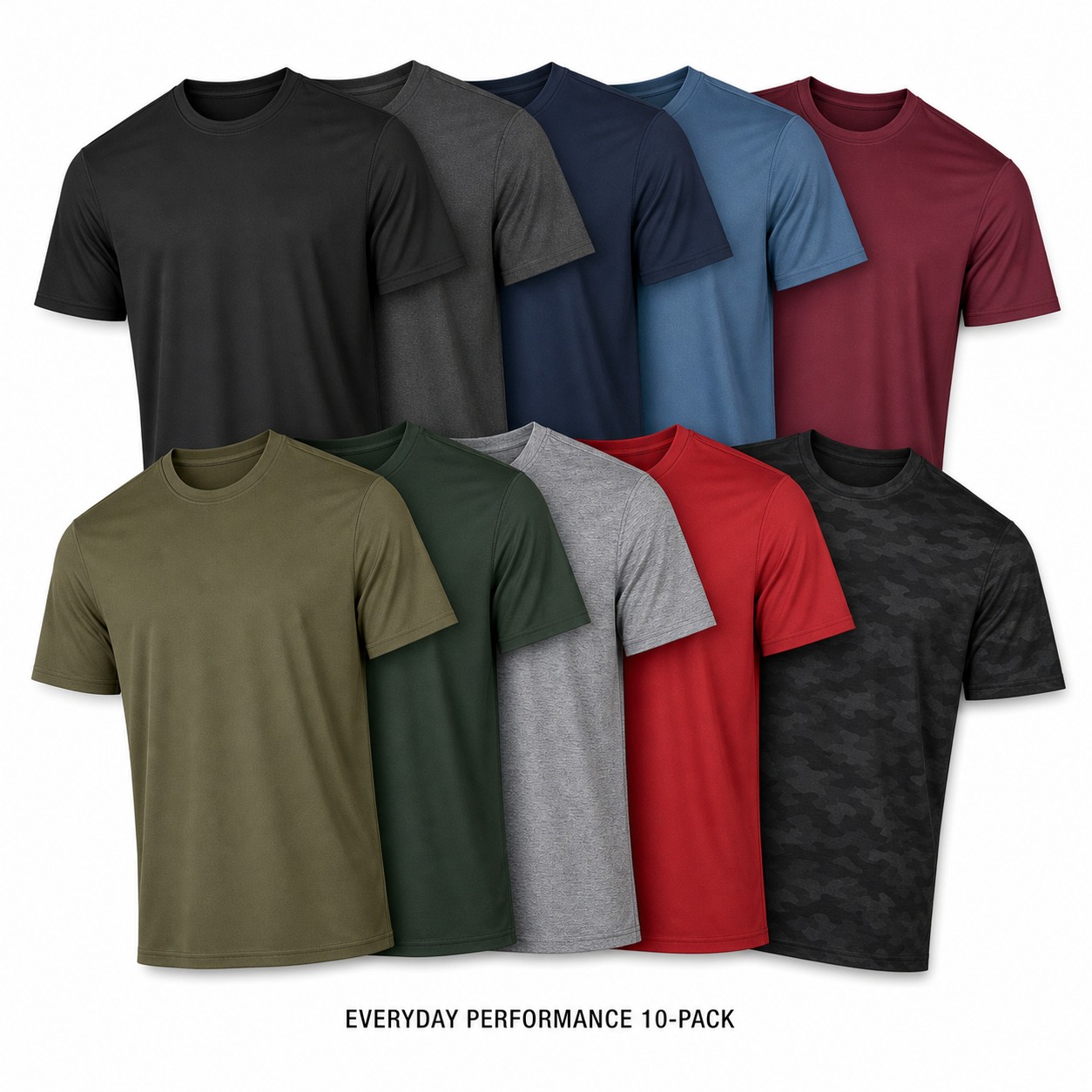 Everyday Performance 10-pack men's dry-fit crew neck T-shirts