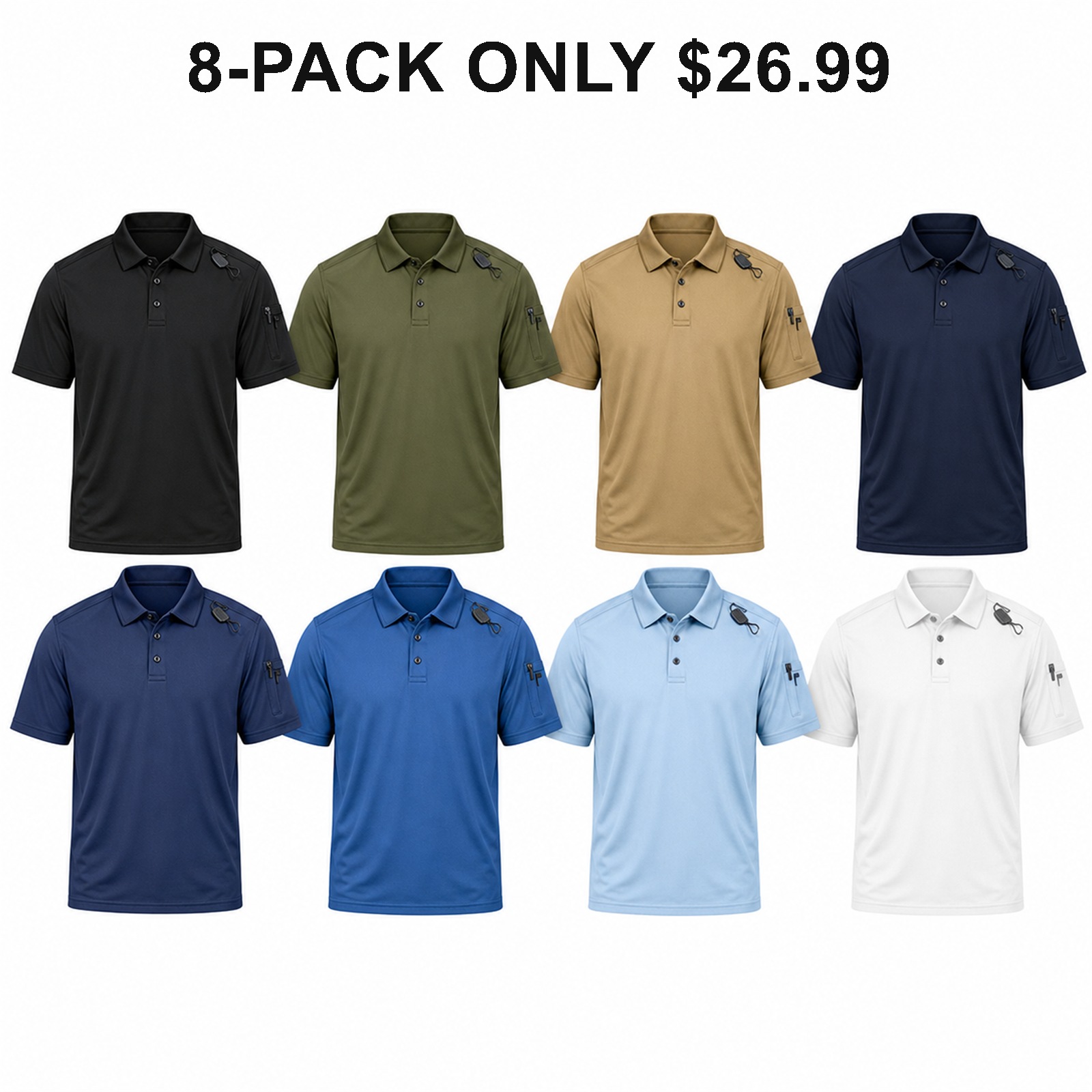Short Sleeve Outdoor Utility 8-Pack men's tactical performance polo shirts
