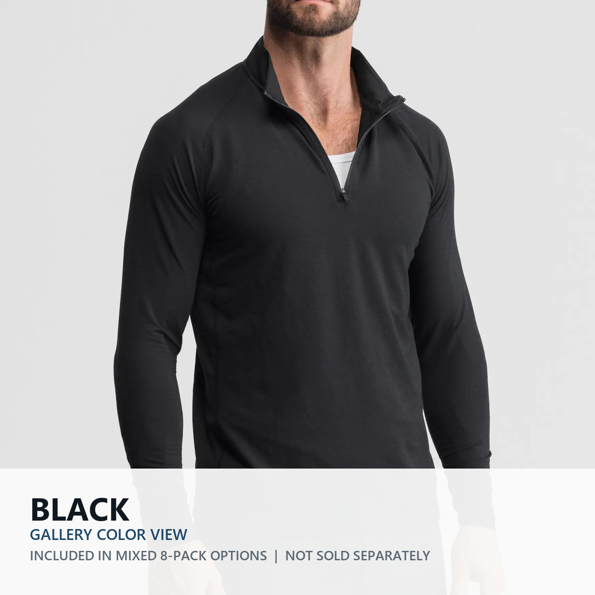 Black quarter-zip performance top color view