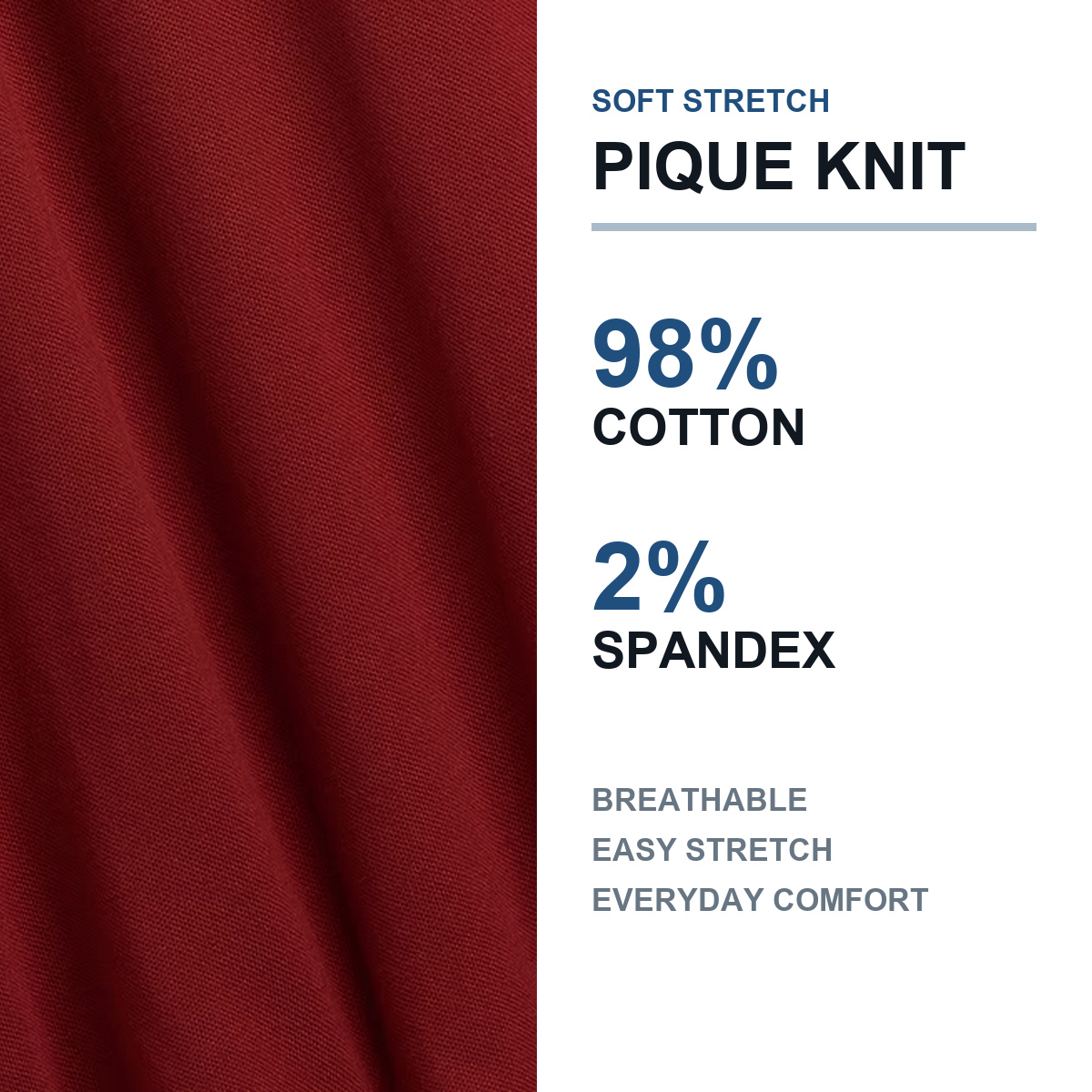 Stretch pique cotton fabric details