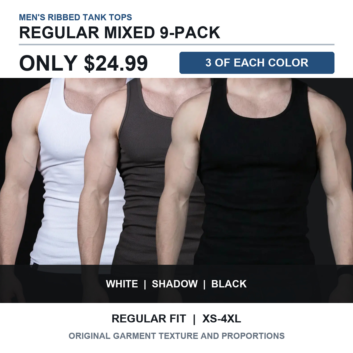 Regular Black White Shadow mixed 9-pack