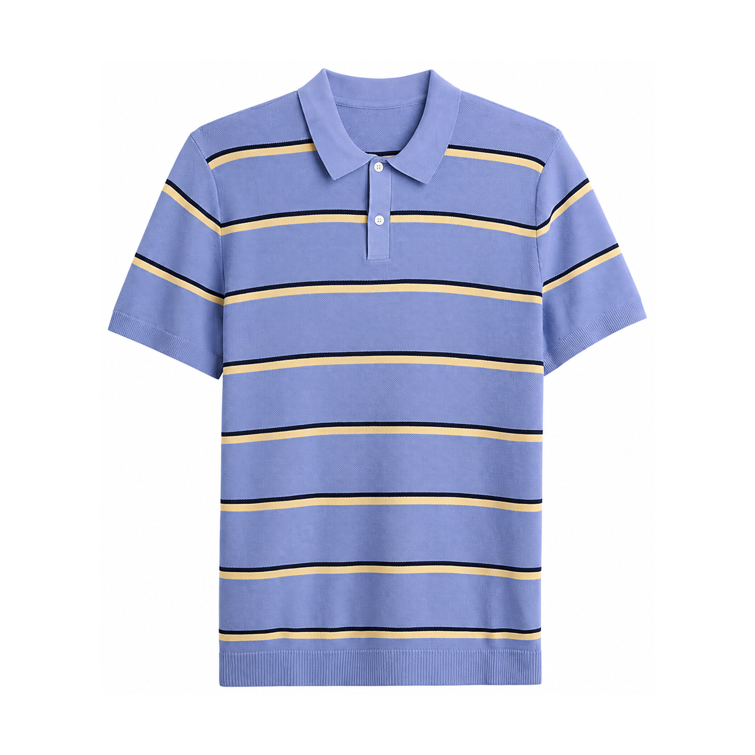 Stripe sweater polo in Bright Hyacinth Blue