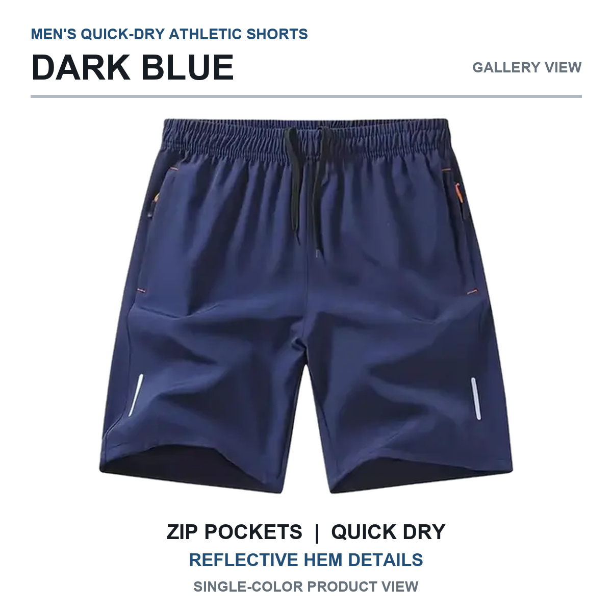 Dark Blue quick-dry athletic shorts gallery view