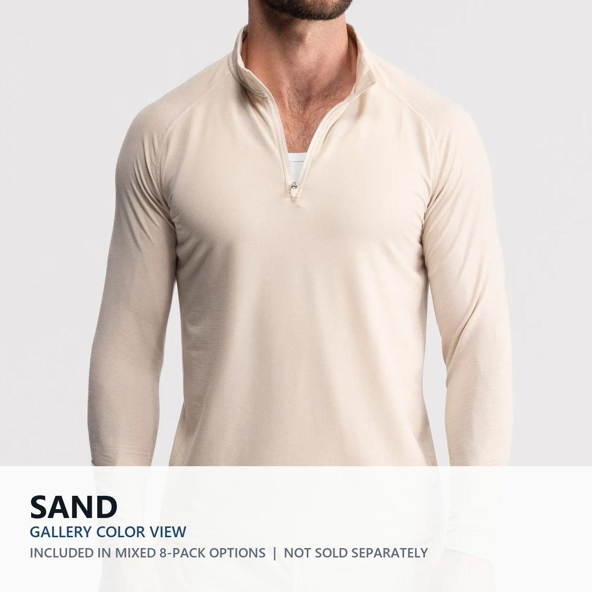 Sand quarter-zip performance top color view