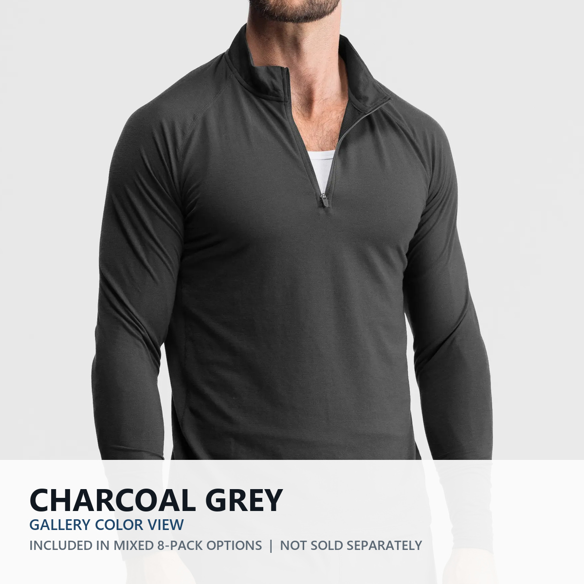 Charcoal Grey quarter-zip performance top color view