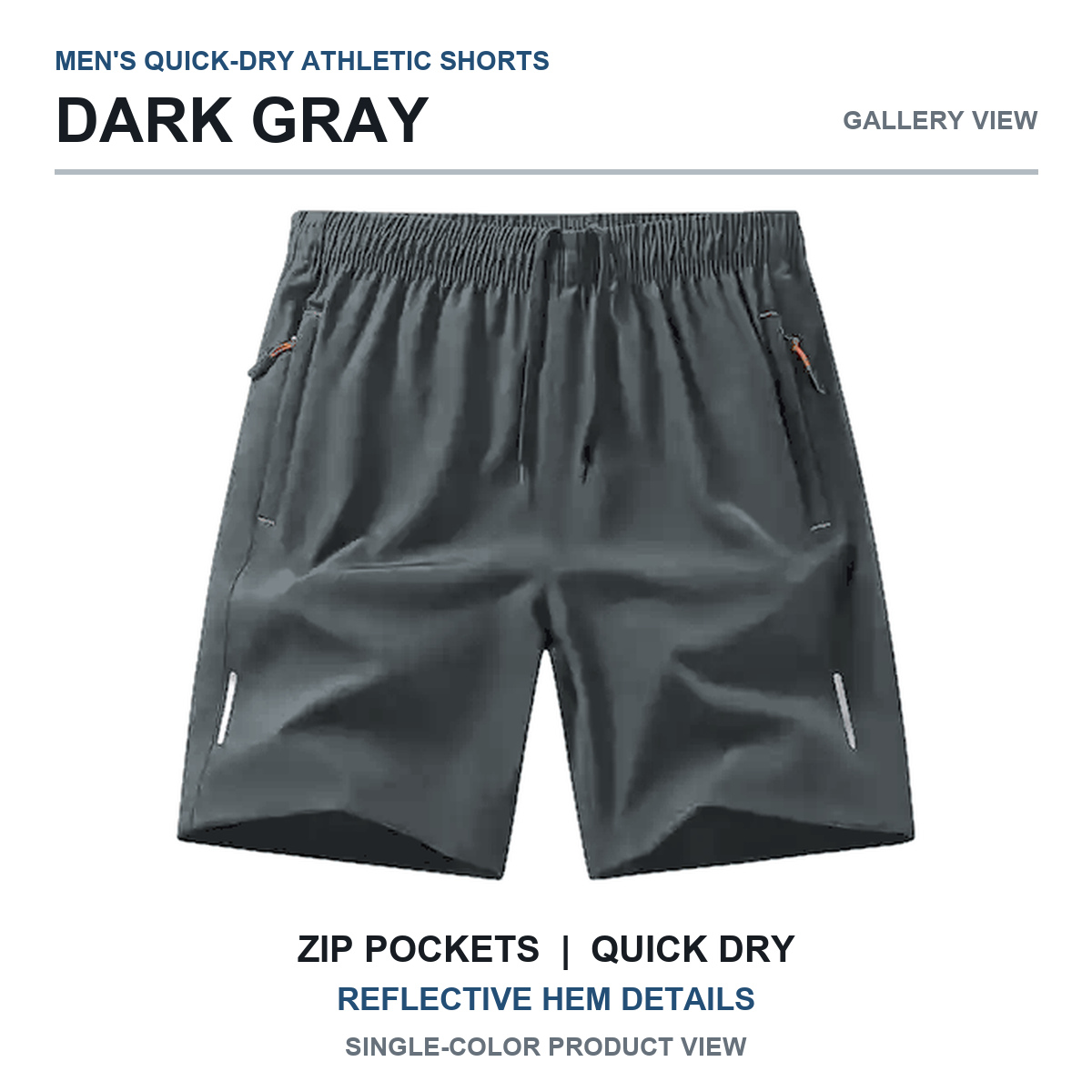 Dark Gray quick-dry athletic shorts gallery view