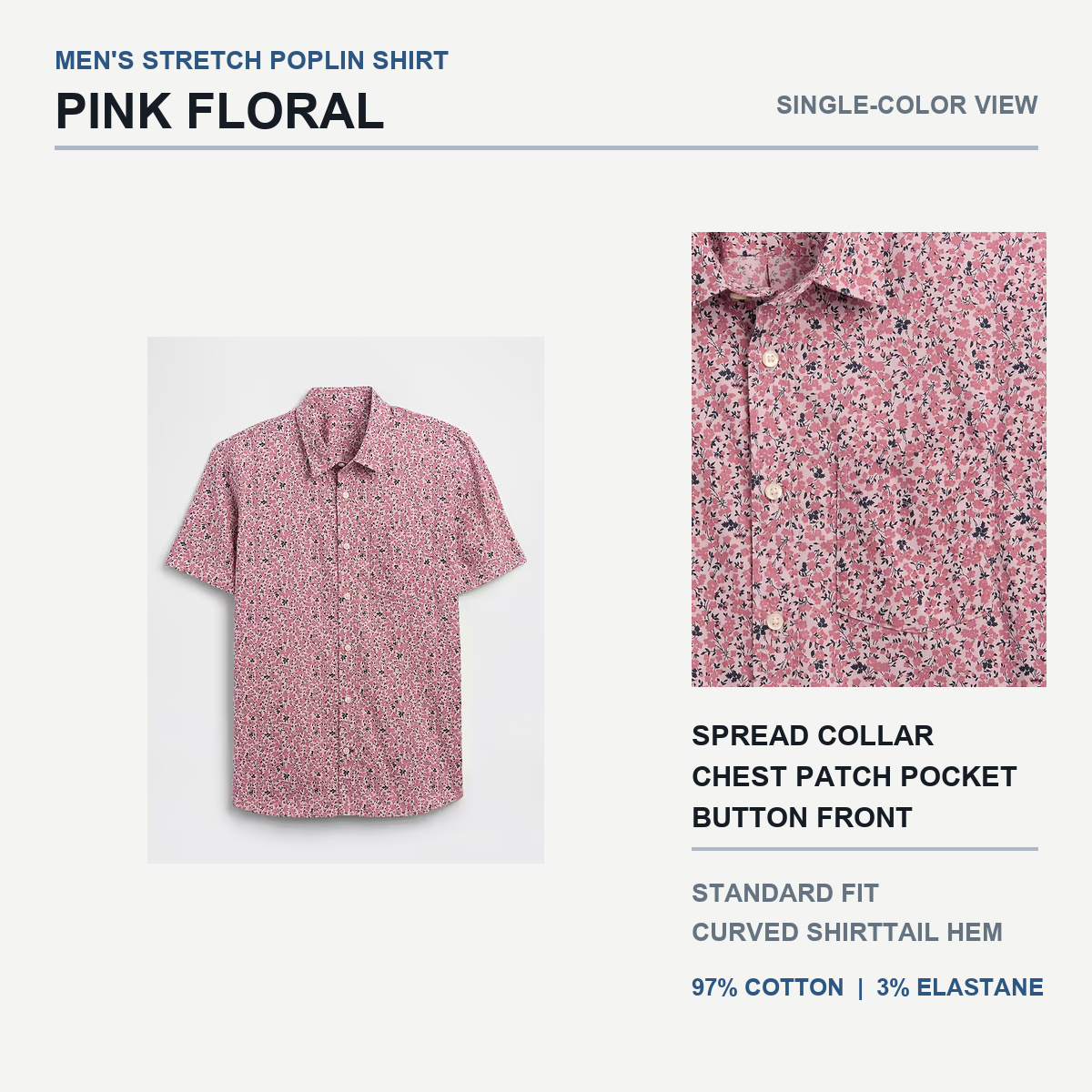 Pink Floral stretch poplin shirt