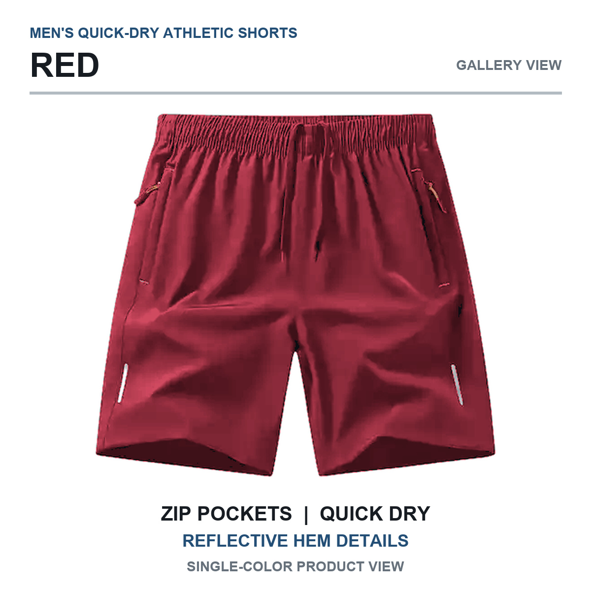 Red quick-dry athletic shorts gallery view