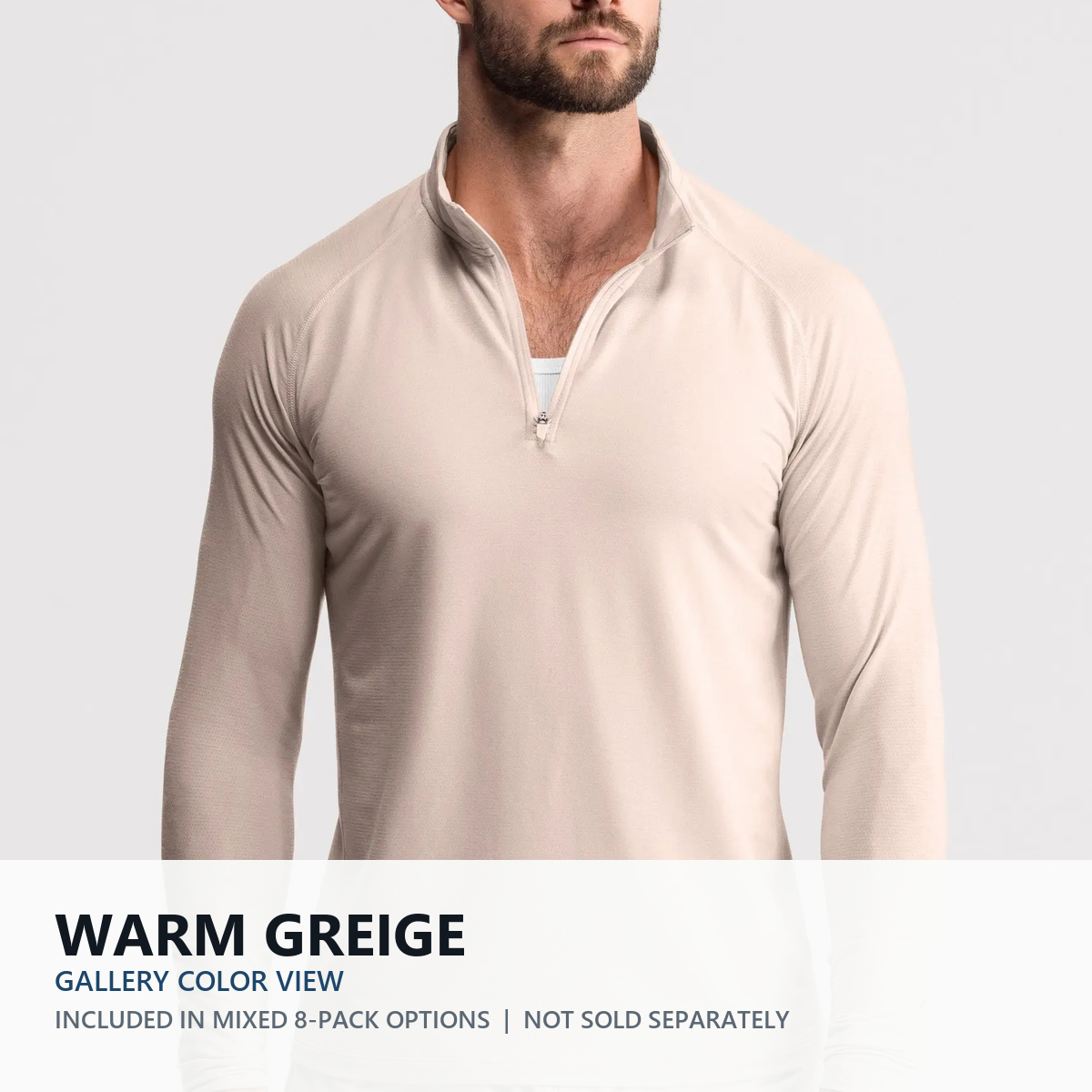 Warm Greige quarter-zip performance top color view