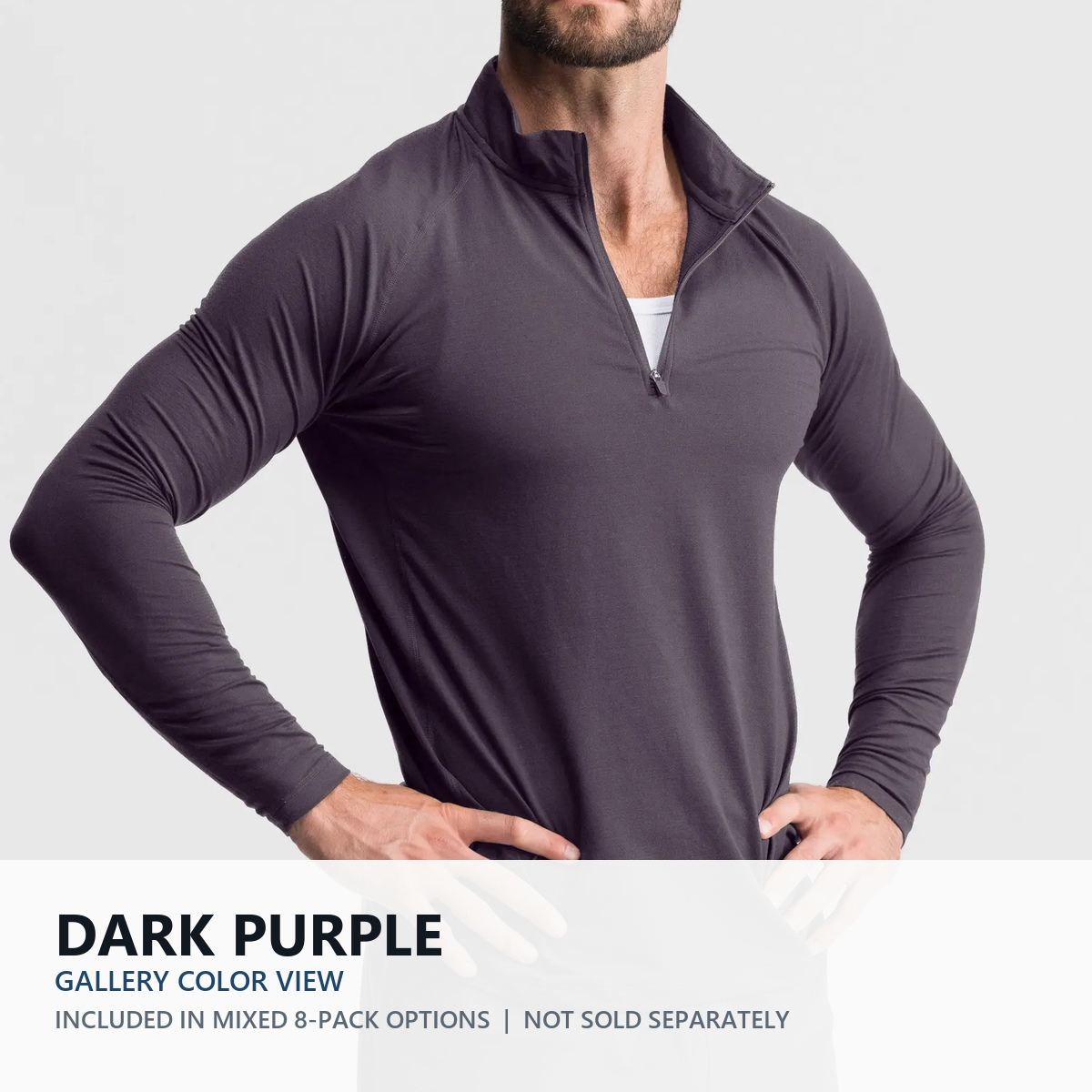 Dark Purple quarter-zip performance top color view