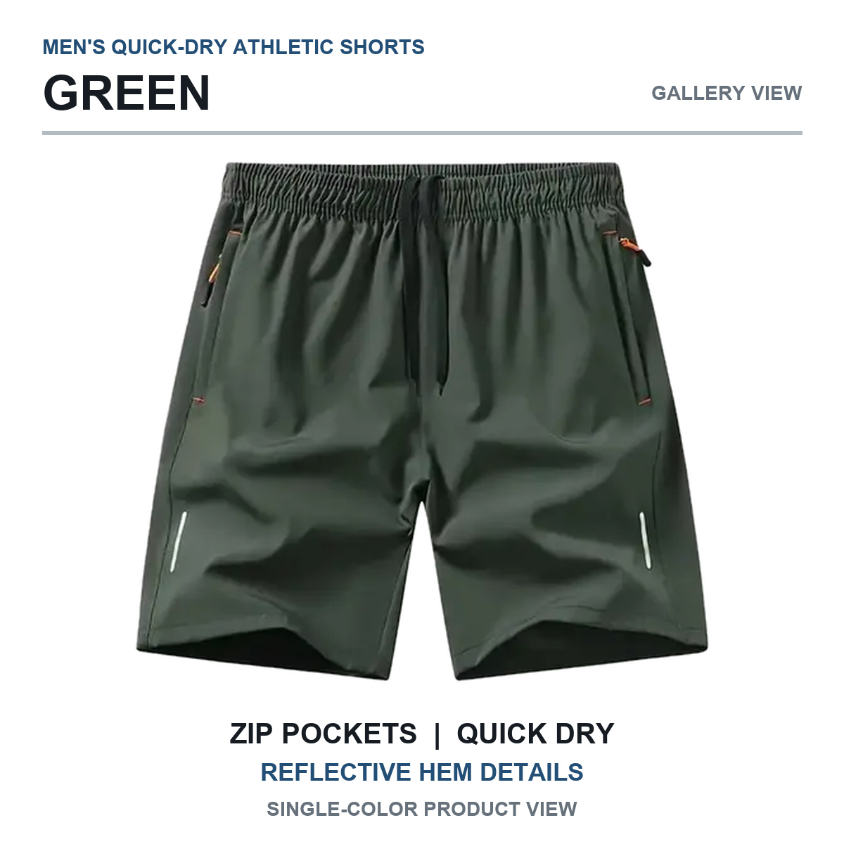 Green quick-dry athletic shorts gallery view
