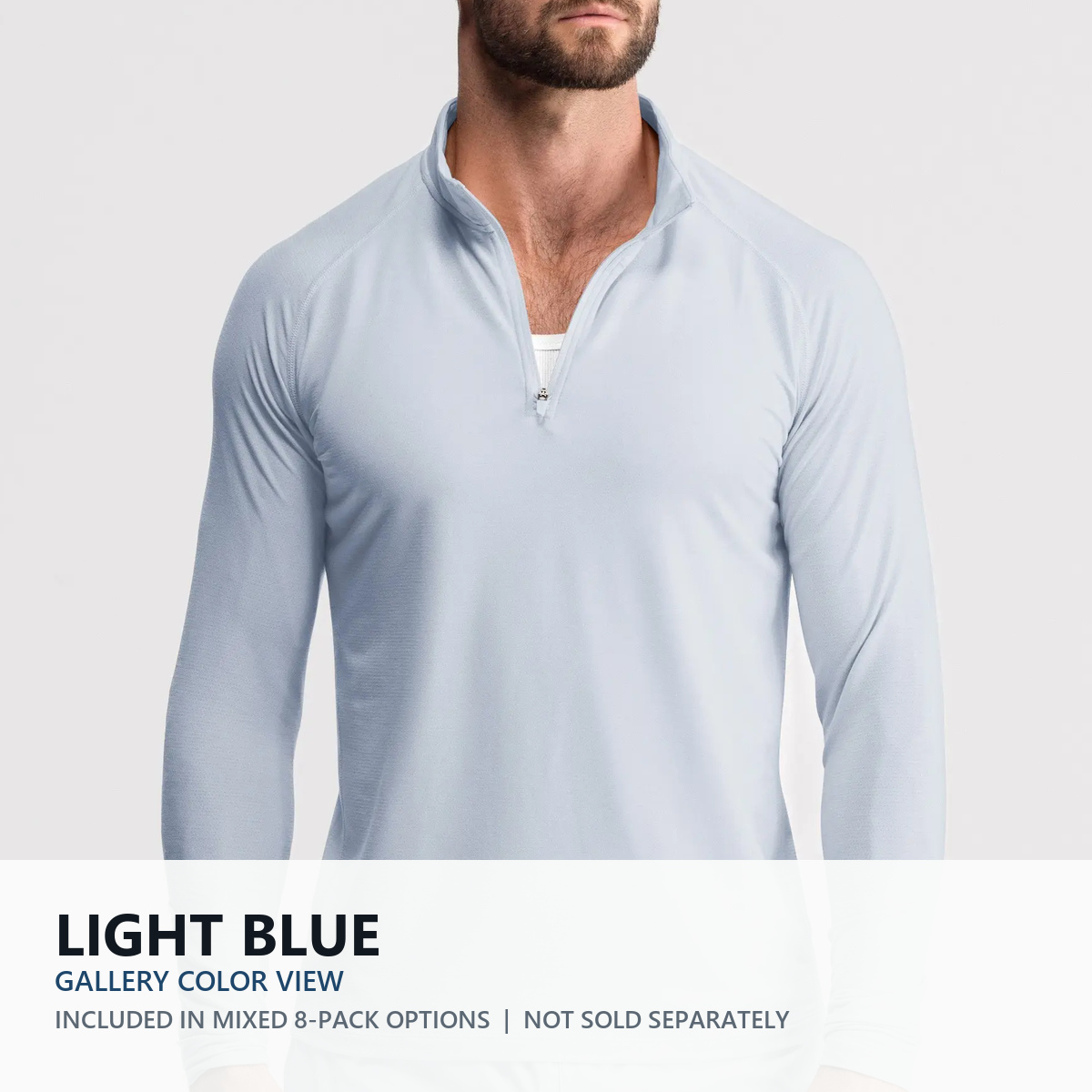 Light Blue quarter-zip performance top color view