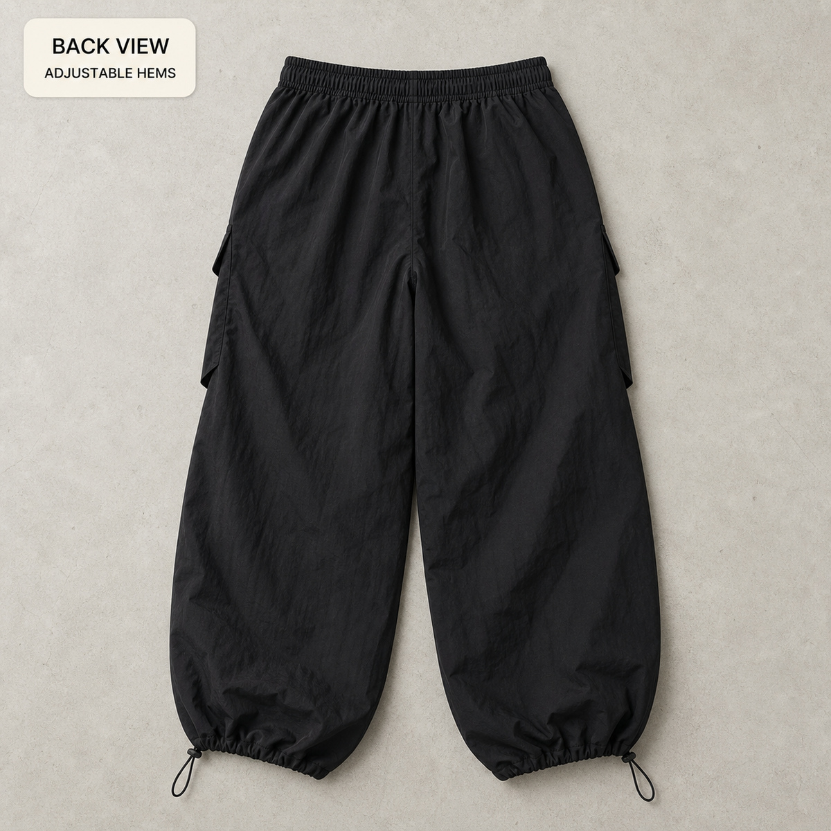 Back view and utility pocket placement