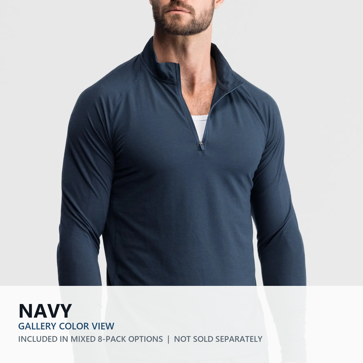 Navy quarter-zip performance top color view
