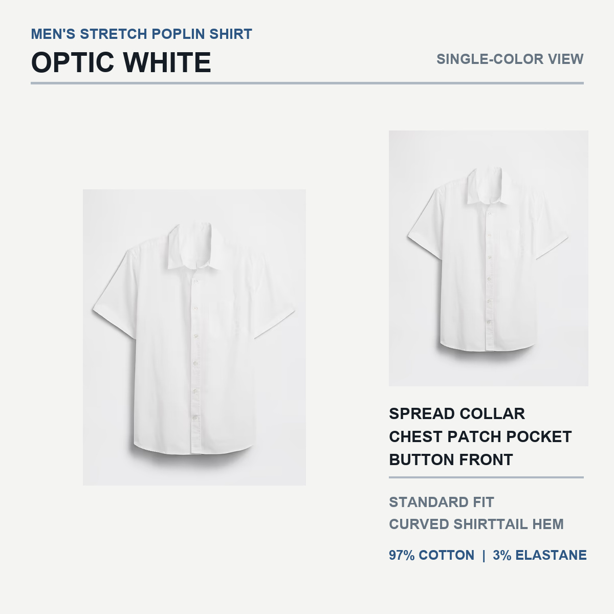Optic White stretch poplin shirt