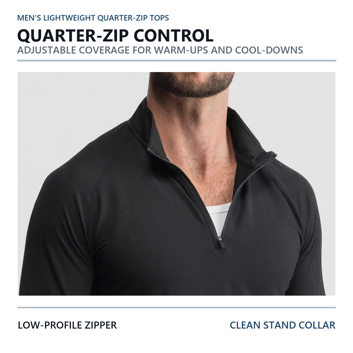 Quarter-zip collar construction detail