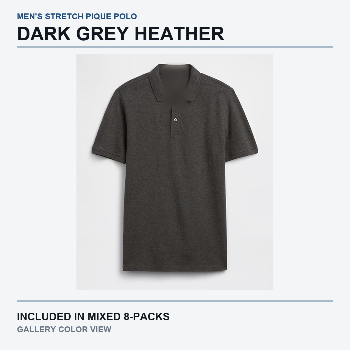 Dark Grey Heather polo gallery view