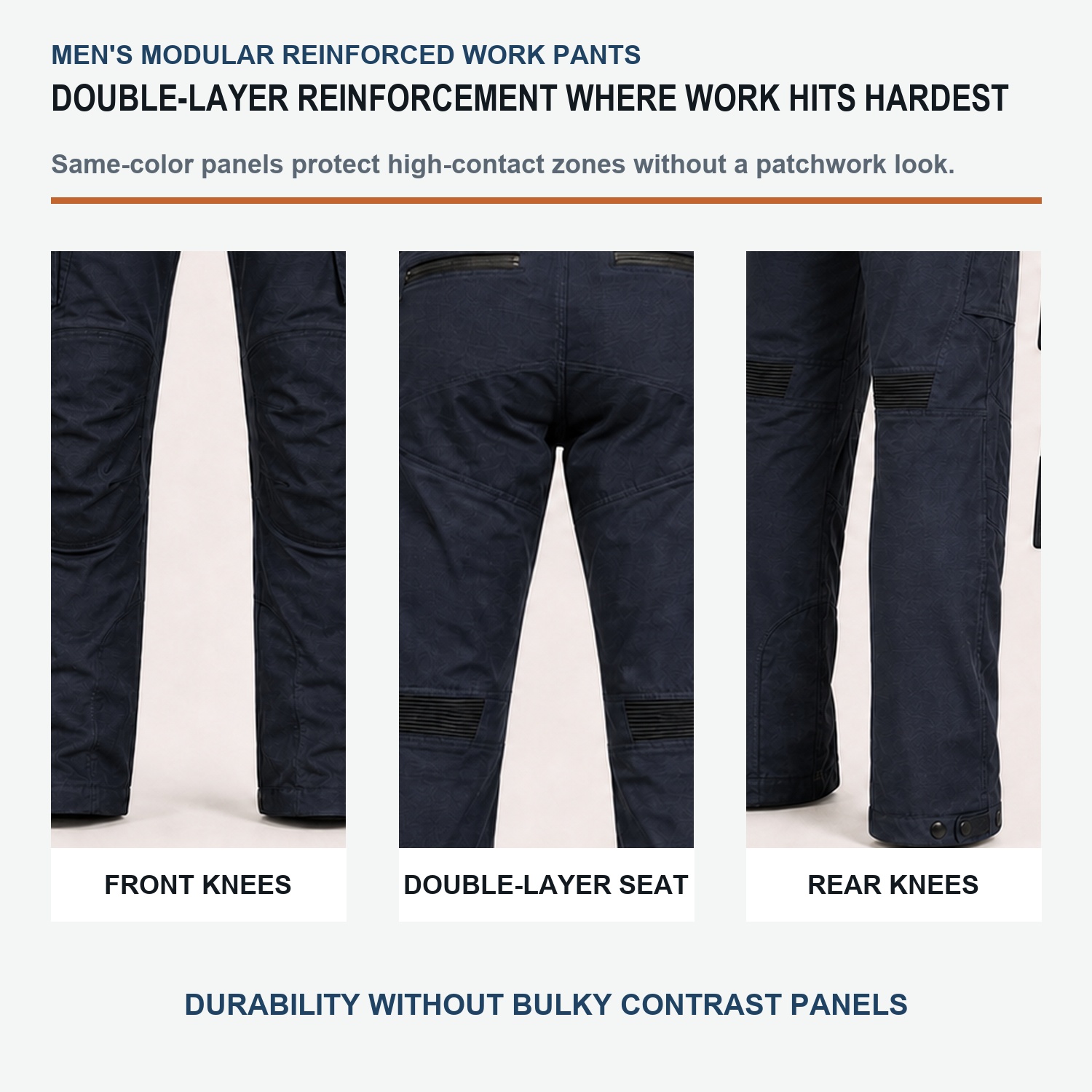 Same-color double-layer seat and knee reinforcement