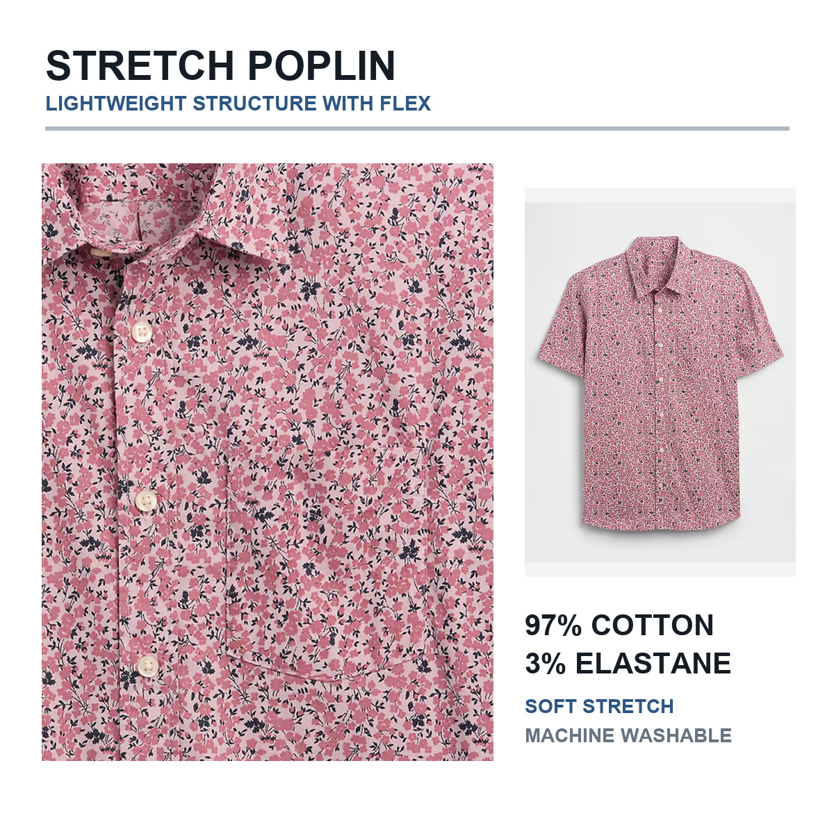 Stretch poplin fabric details