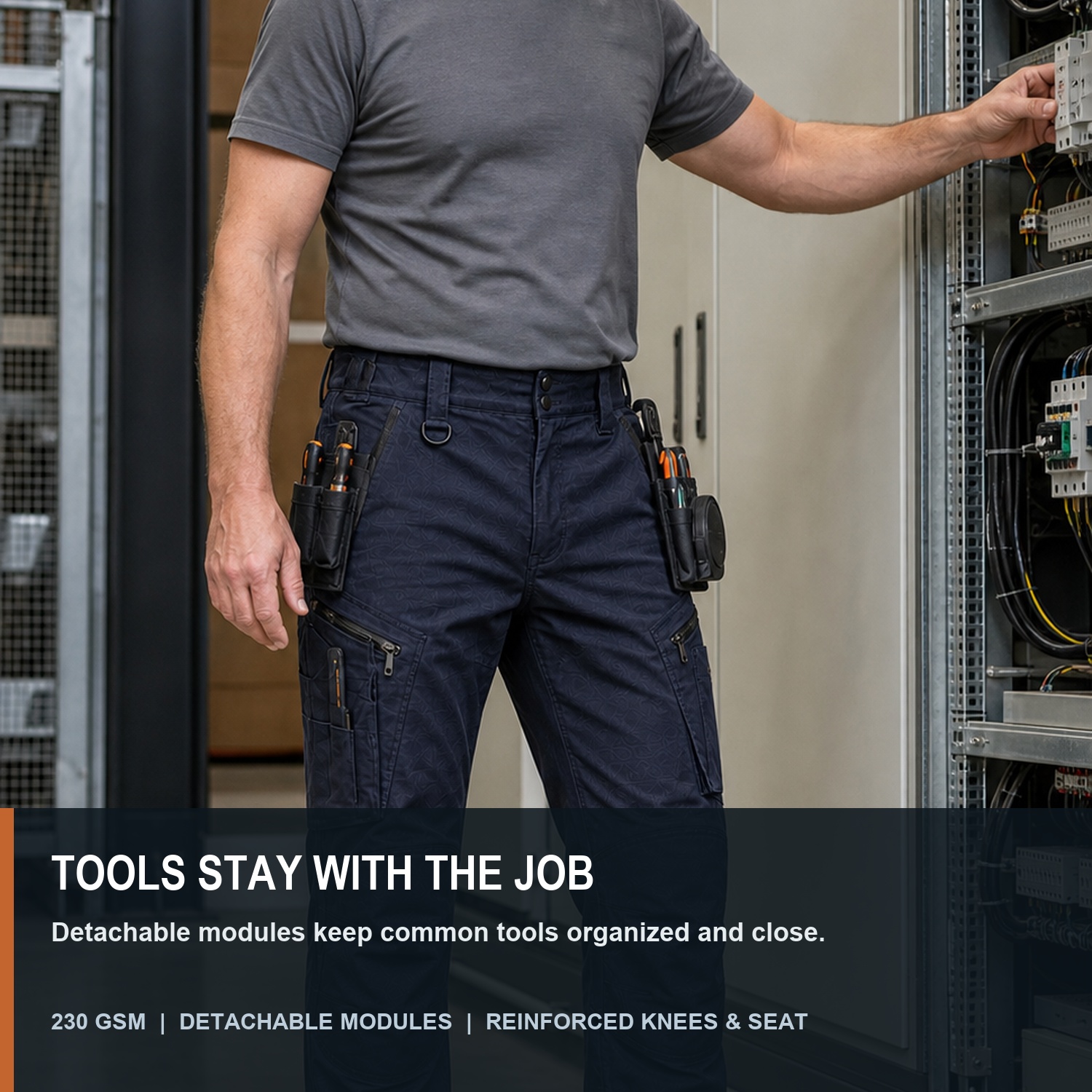 Modular work pants used for industrial maintenance