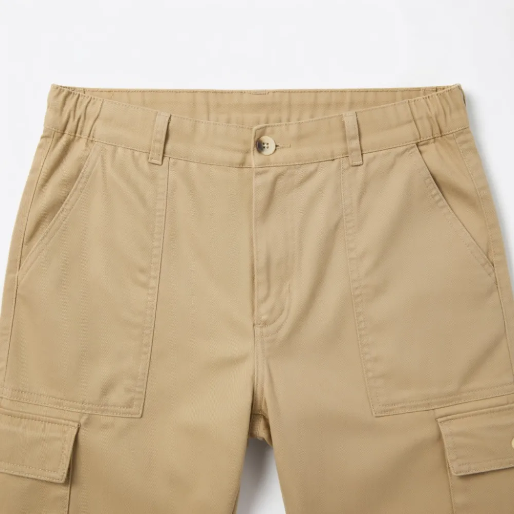 Lightweight Cotton-Blend Cargo Joggers for Women – Elastic Cuff Utility Pants