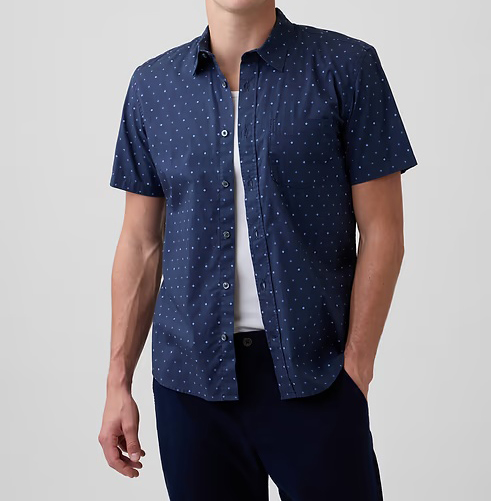 Men's Stretch Poplin Short Sleeve Shirts 8-Pack - Mixed Print Standard Fit